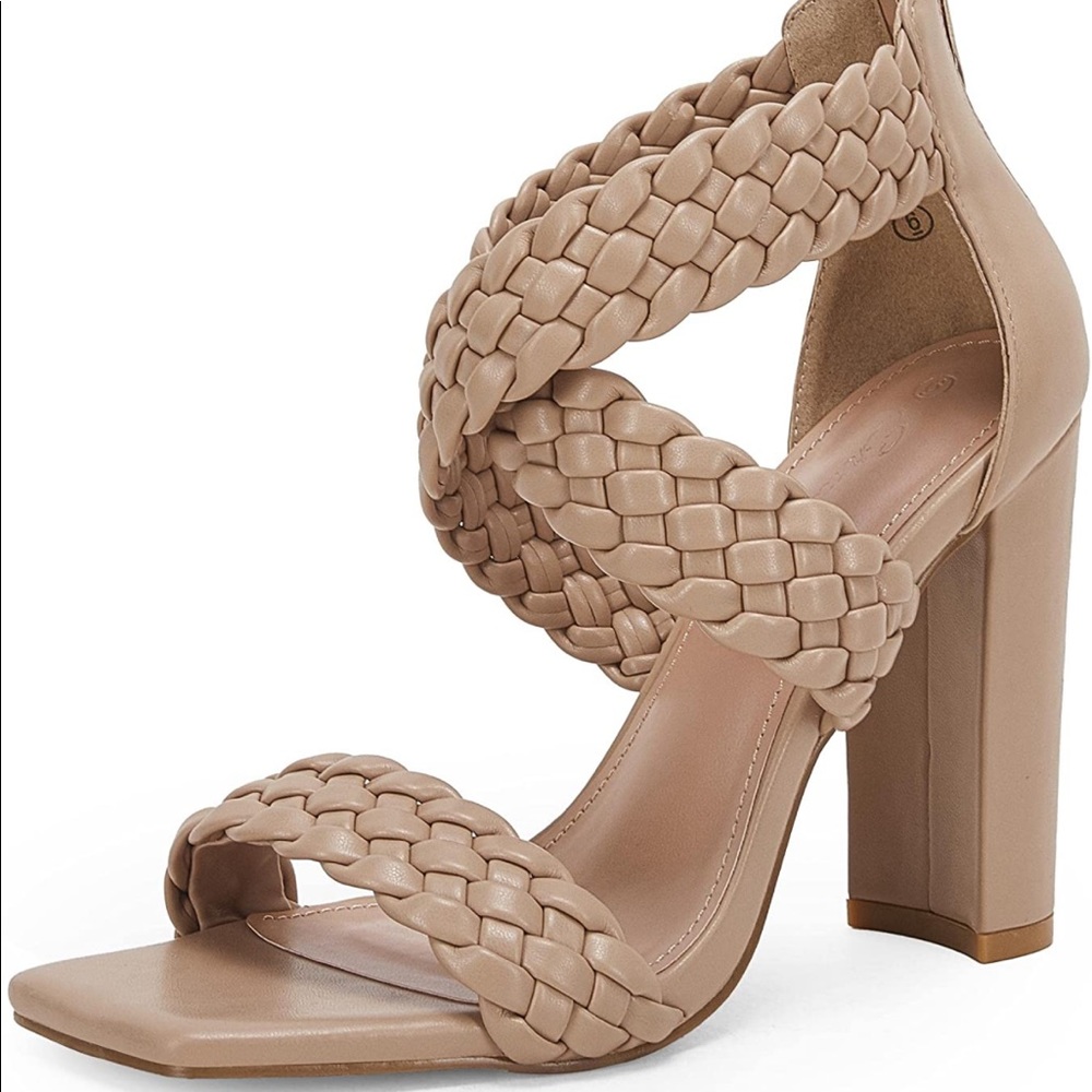 New braided leather heels size 5.5 sandals - Picture 3 of 8